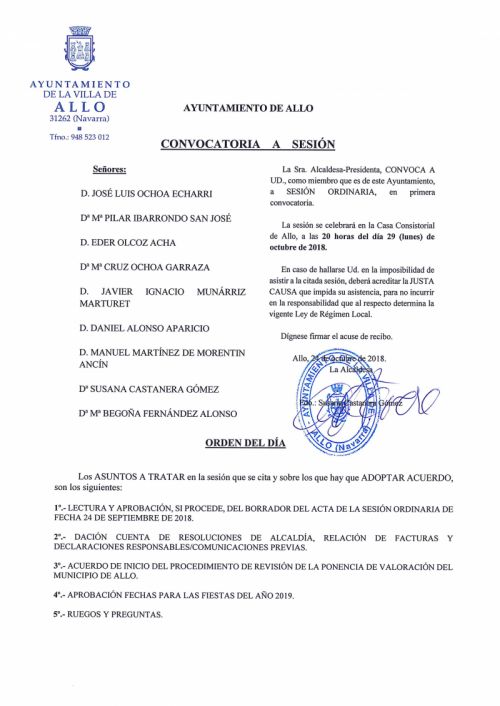 Convocatoria pleno