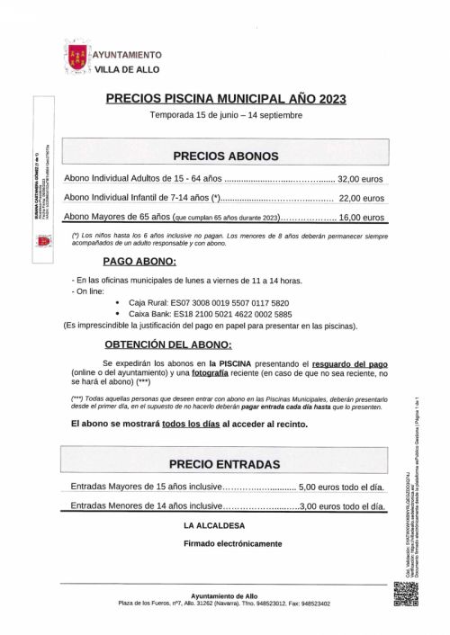 ABONOS PISCINA 2023