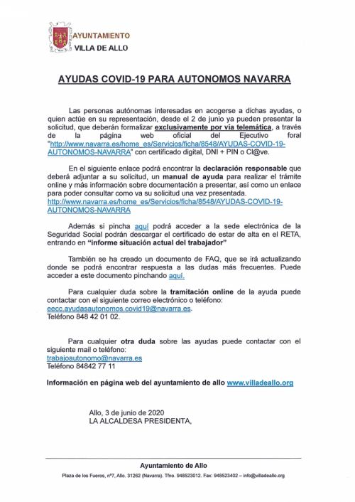 AYUDAS COVID-19 AUTÓNOMOS NAVARRA