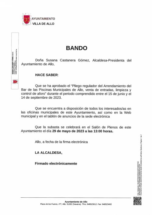 GESTION BAR PISCINAS 2023