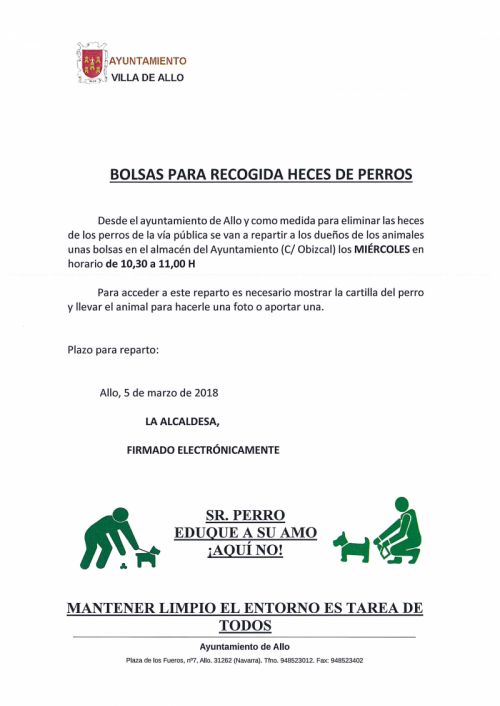 BANDO BOLSAS RECOGIDA HECES PERROS