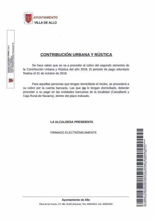 CONTRIBUCIÓN URBANA Y RÚSTICA