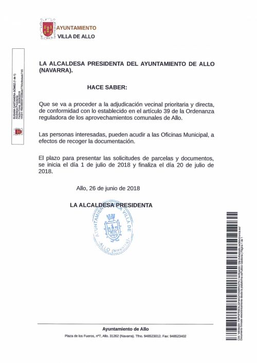 Bando Parcelas comunales
