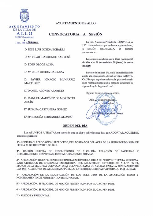 Convocatoria pleno