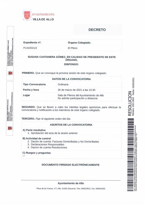 CONVOCATORIA A SESIÓN