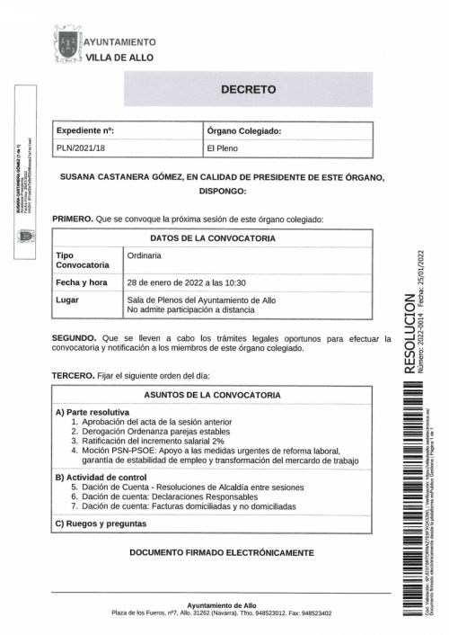 CONVOCATORIA A SESIÓN