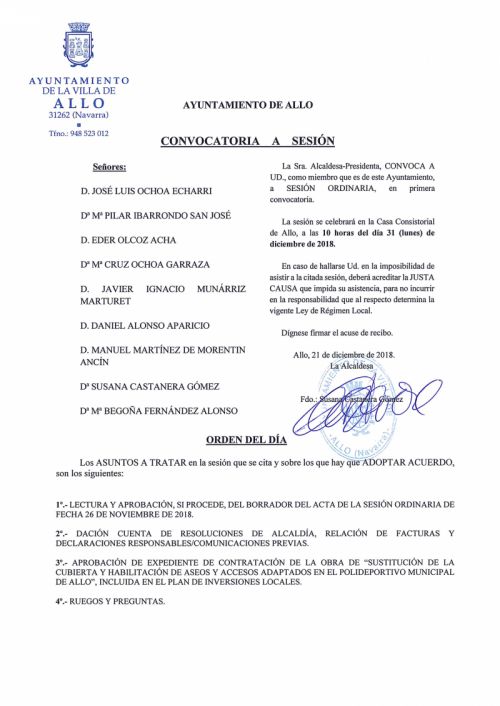 Convocatoria pleno