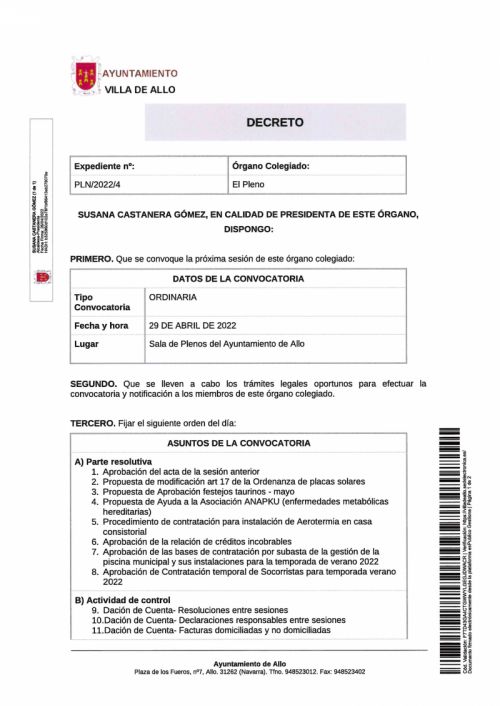CONVOCATORIA SESIÓN PLENARIA