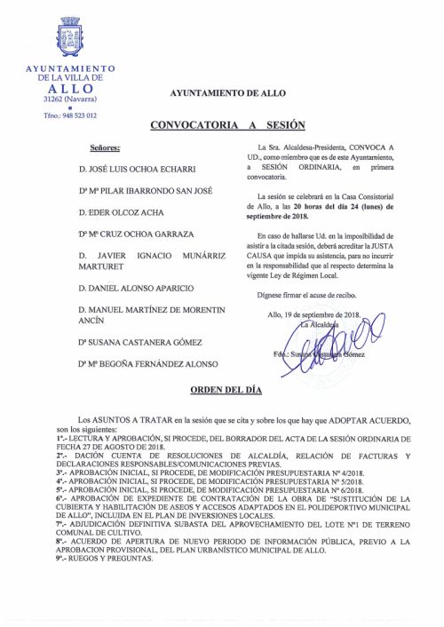 Convocatoria pleno