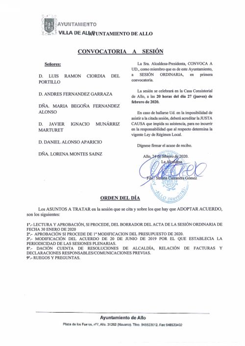 CONVOCATORIA A SESIÓN
