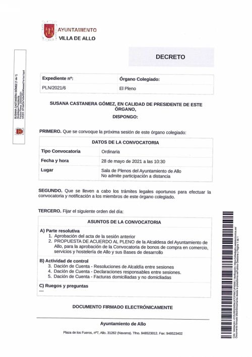 CONVOCATORIA A SESIÓN