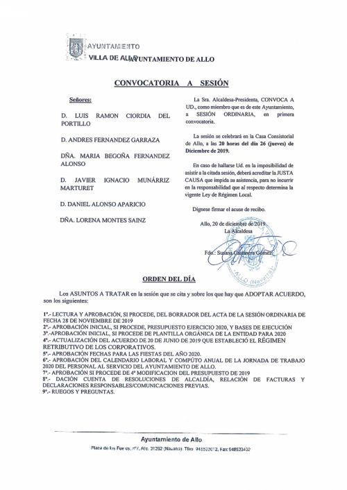 CONVOCATORIA A SESIÓN