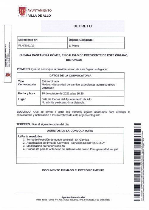 CONVOCATORIA A SESIÓN