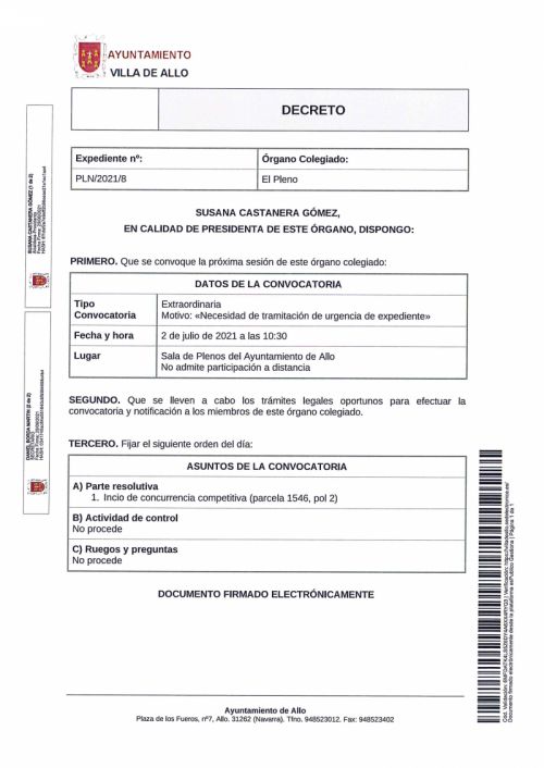 CONVOCATORIA A SESIÓN