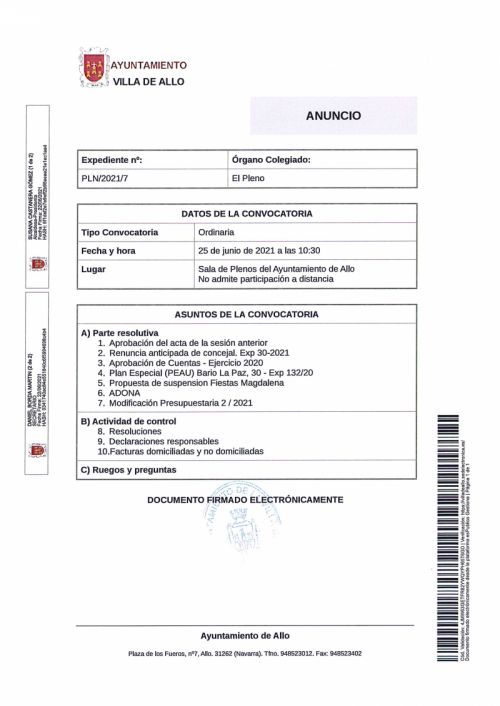 CONVOCATORIA A SESIÓN