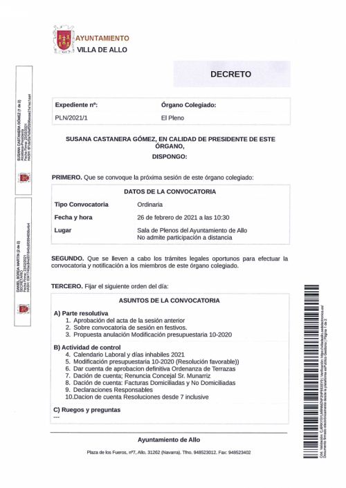 CONVOCATORIA A SESIÓN