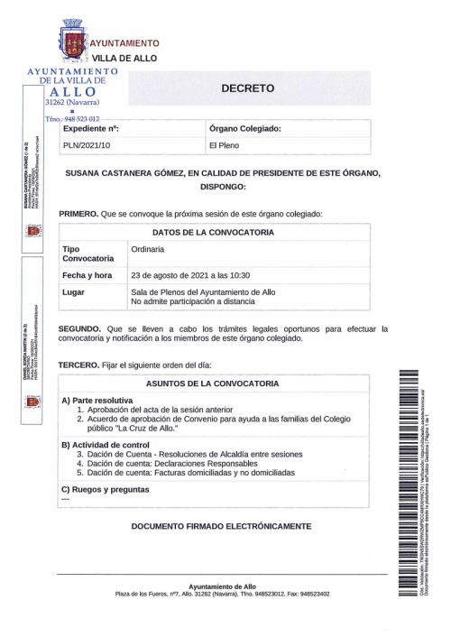 CONVOCATORIA A SESIÓN