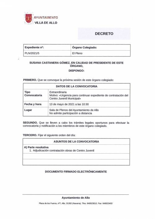 CONVOCATORIA A SESIÓN