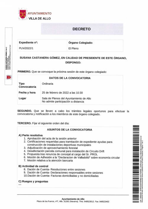 CONVOCATORIA A SESIÓN