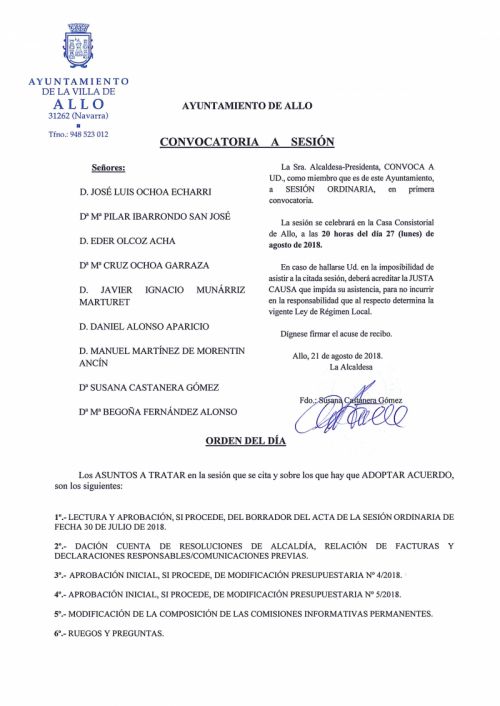 Convocatoria pleno