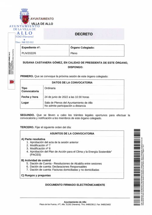 CONVOCATORIA SESIÓN PLENARIA