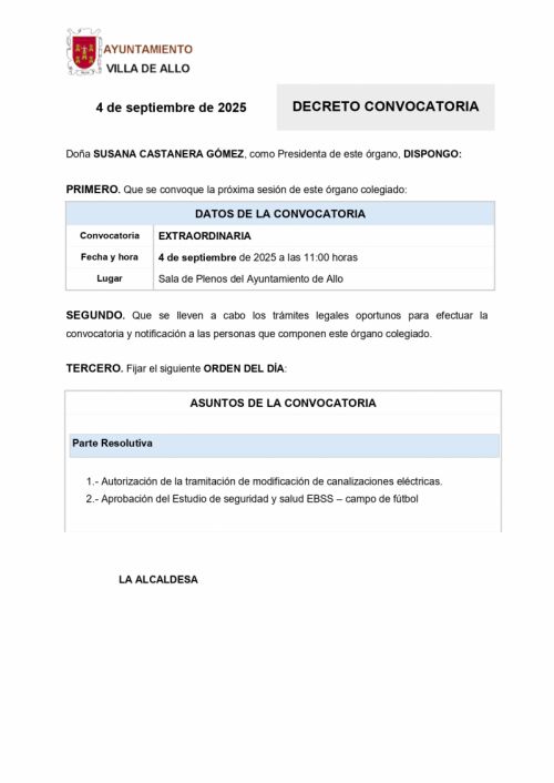 CONVOCATORIA SESIÓN PLENARIA