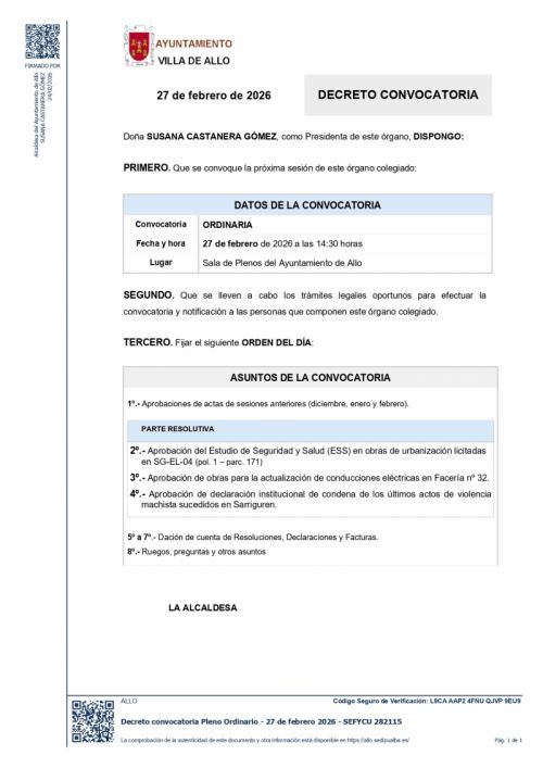 CONVOCATORIA SESIÓN PLENARIA