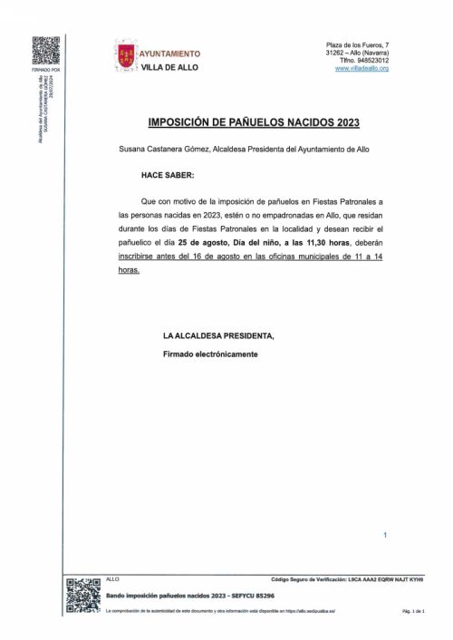 IMPOSICIÓN PAÑUELOS NACIDOS 2023