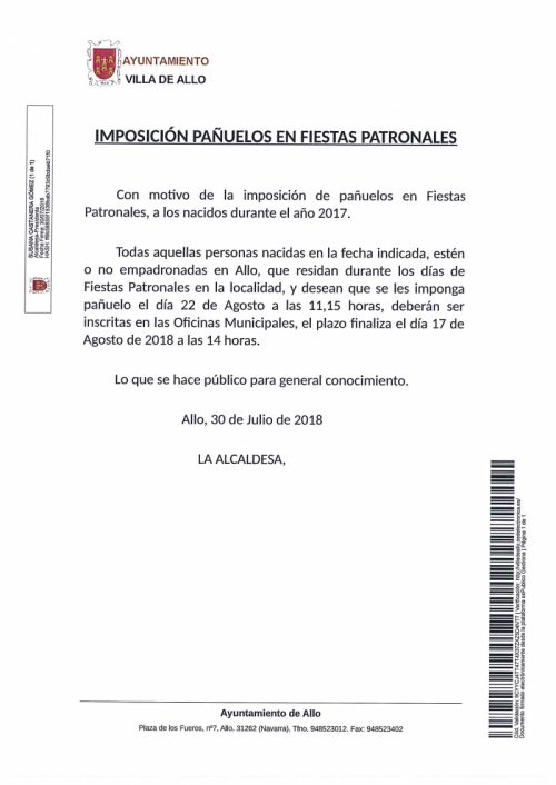 IMPOSICIÓN PAÑUELOS NACIDOS 2017