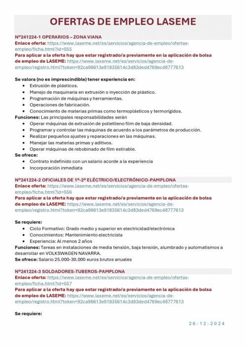 OFERTA DE EMPLEO LASEME