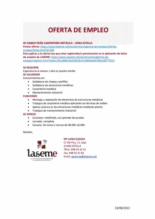 OFERTA DE EMPLEO LASEME