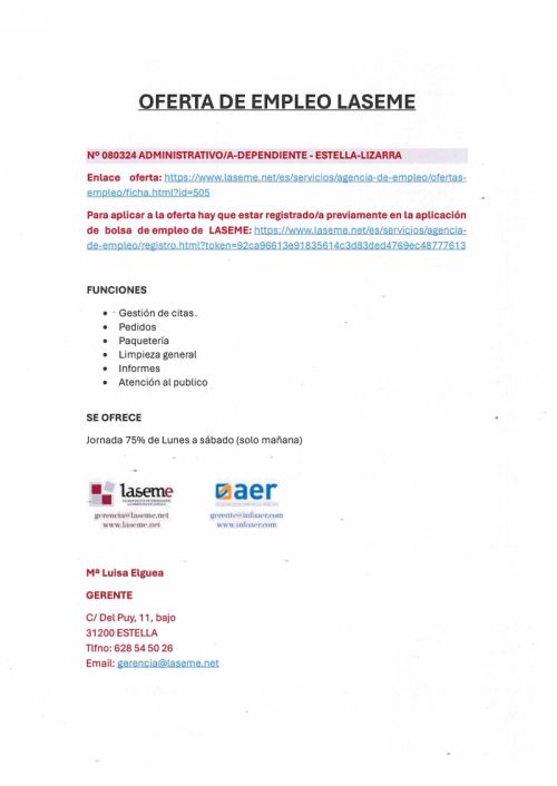 OFERTA DE EMPLEO LASEME