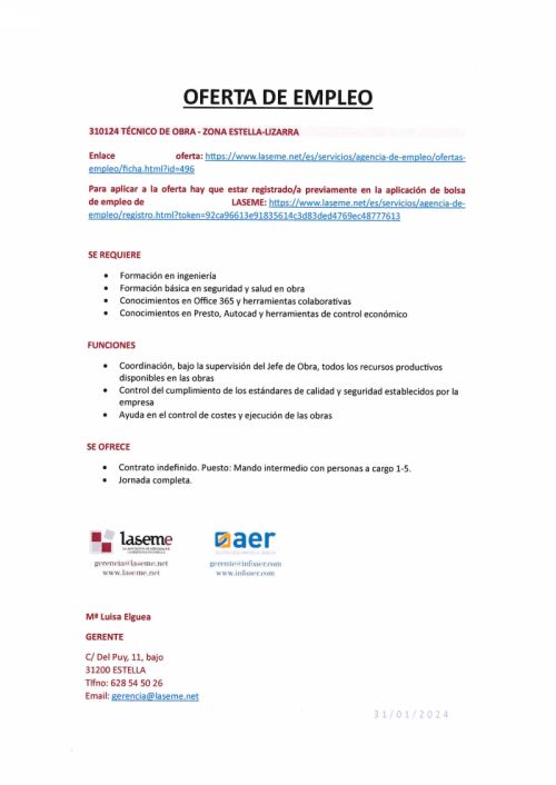 OFERTA DE EMPLEO LASEME