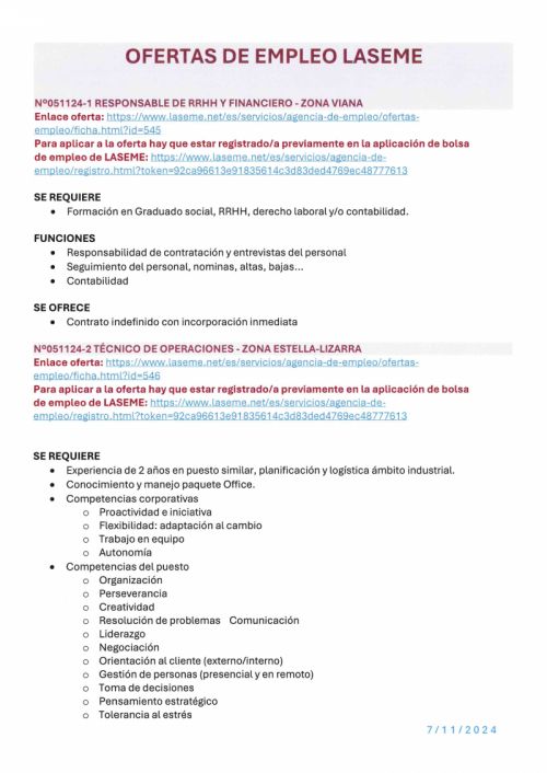 OFERTA DE EMPLEO LASEME