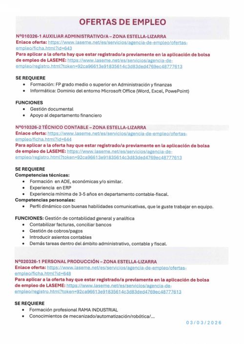 OFERTA DE EMPLEO LASEME