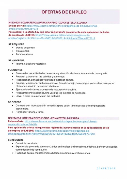 OFERTA DE EMPLEO LASEME