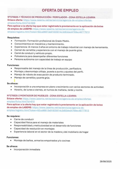 OFERTA DE EMPLEO LASEME