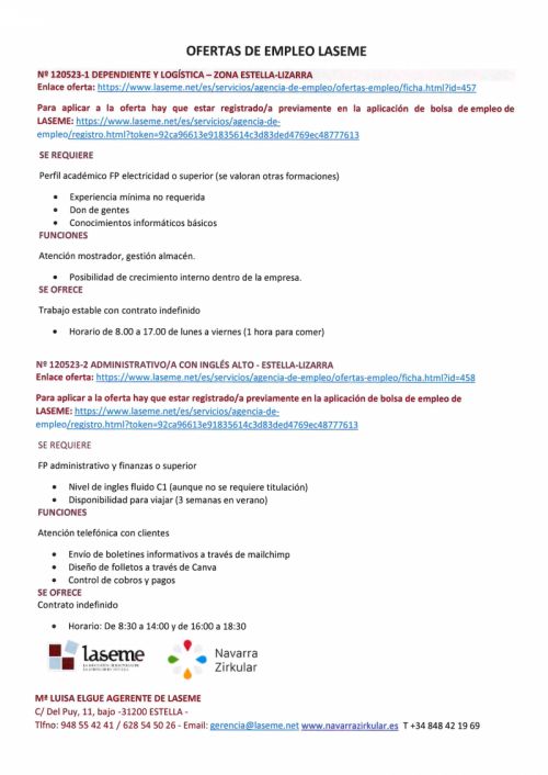 OFERTA DE EMPLEO LASEME