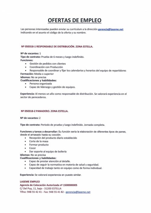 OFERTA DE EMPLEO