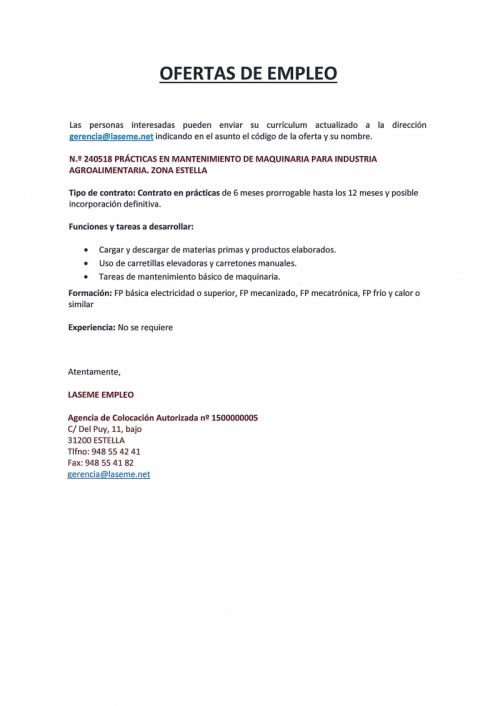 OFERTAS DE EMPLEO LASEME