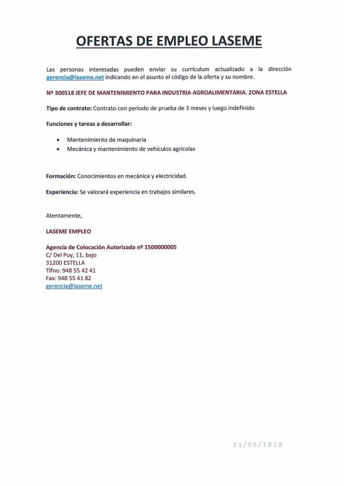 OFERTAS DE EMPLEO LASEME