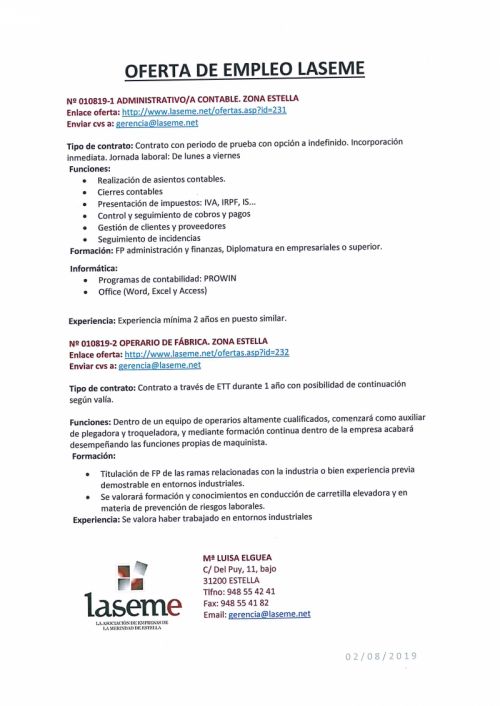 OFERTAS DE EMPLEO