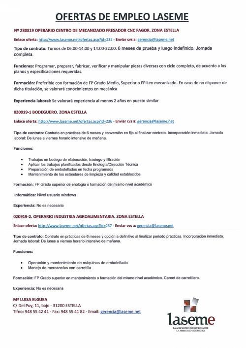 OFERTAS DE EMPLEO