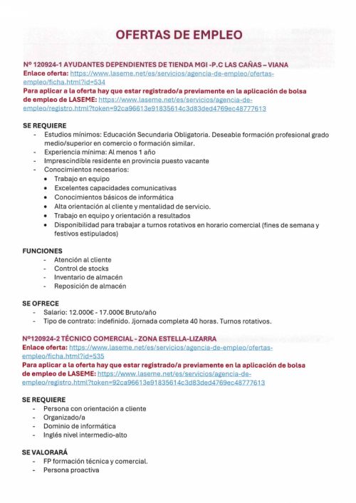 OFERTA DE EMPLEO LASEME