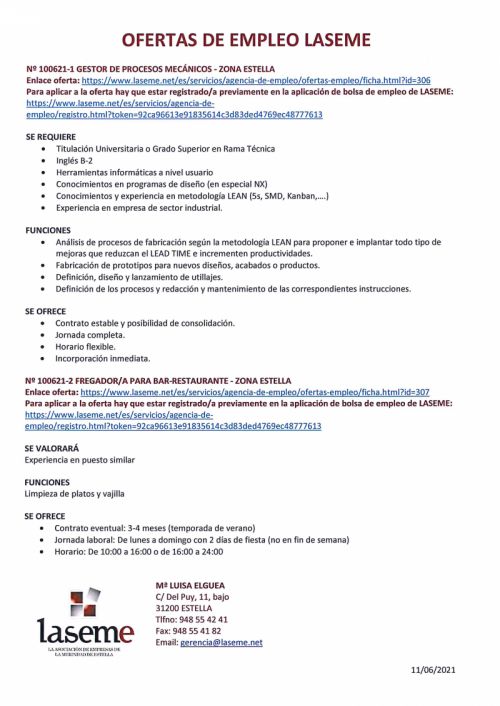 OFERTAS DE EMPLEO