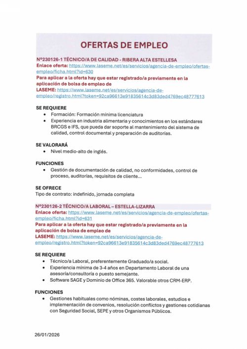 OFERTA DE EMPLEO LASEME