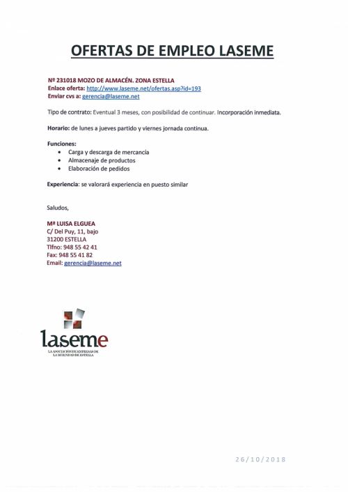 OFERTAS DE EMPLEO LASEME