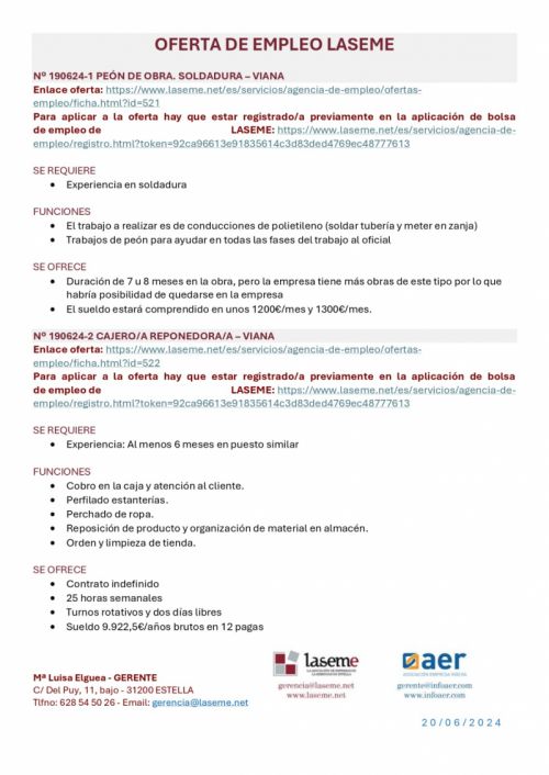 OFERTA DE EMPLEO LASEME