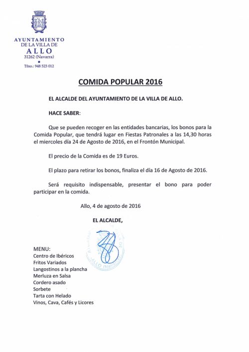 COMIDA POPULAR 2016