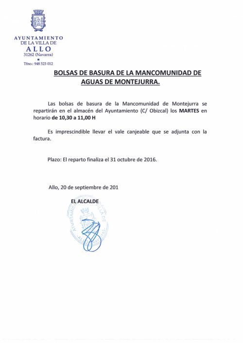 Bolsas Basura Mancomunidad Montejurra